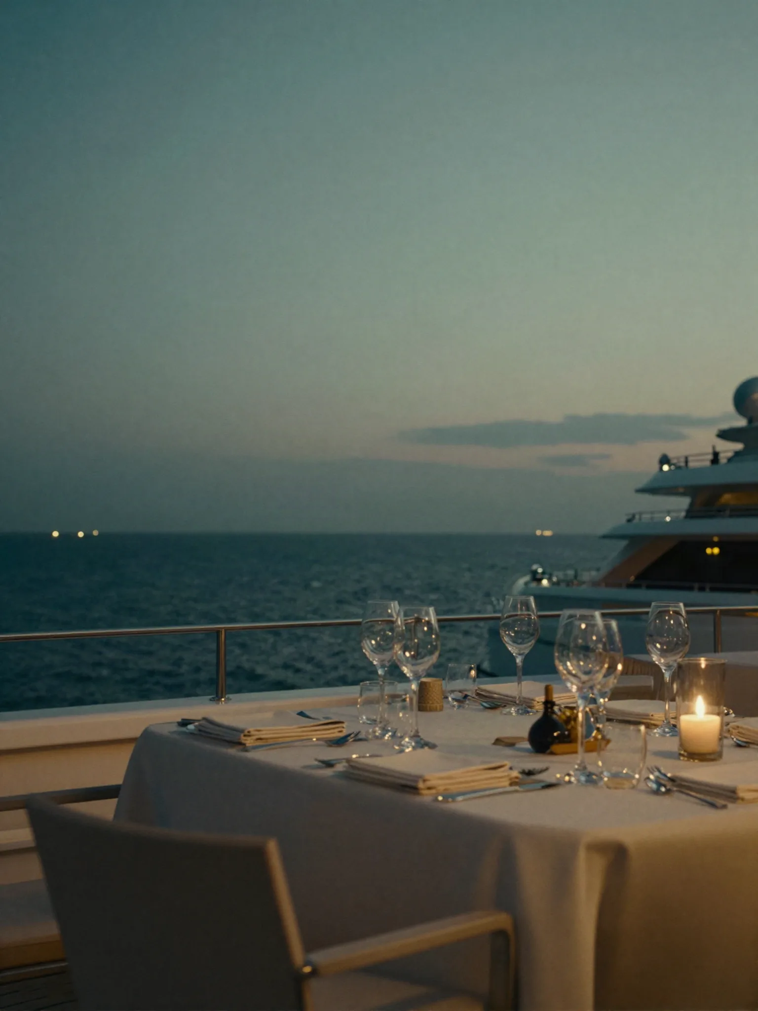 Yacht deck overlooking an anchorage
