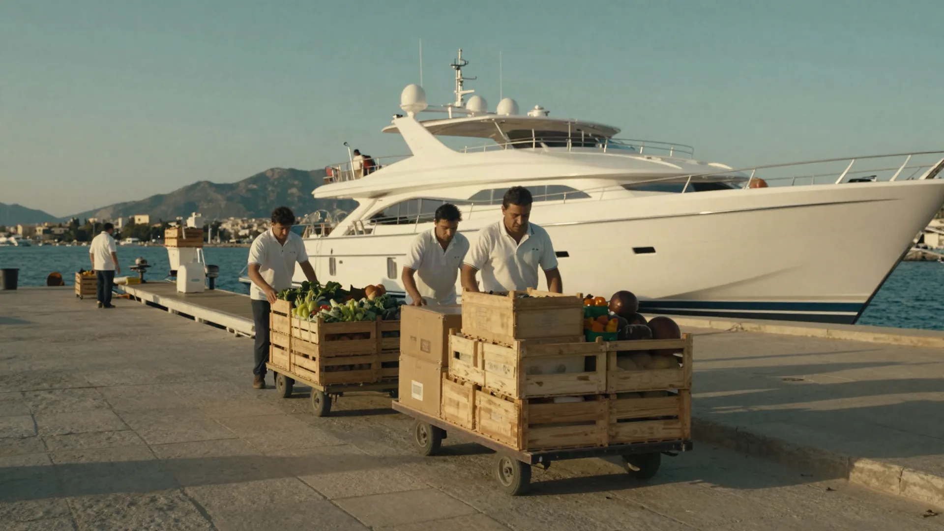Provisions arriving at a yacht